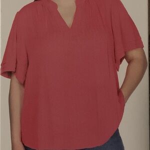 WELL WORN Women's Short Sleeve Pink Blouse, Size Large